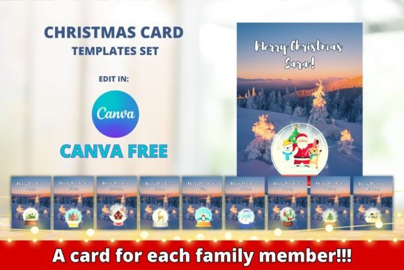 Christmas Card Templates Canva Set: Personalize Your Holiday Greetings