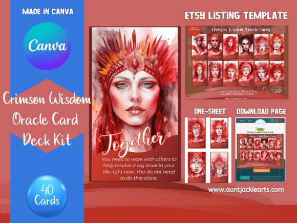 Crimson Red Wisdom Oracle Cards: Your Canva Template Guide