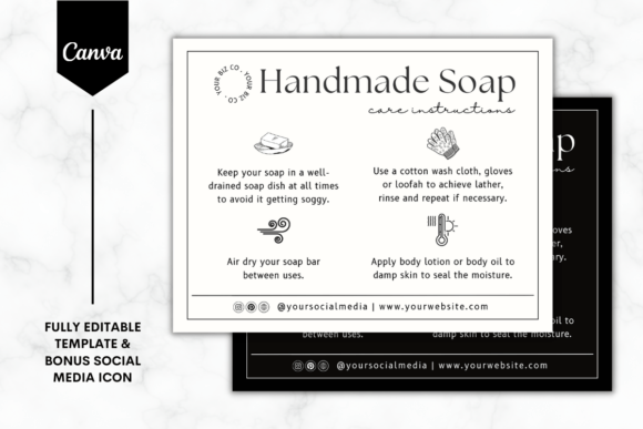 Custom Soap Care Card Canva Template 6