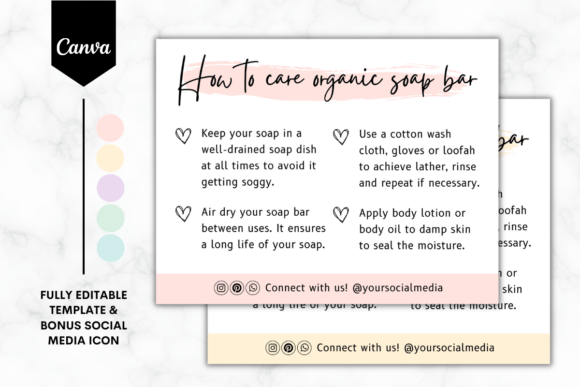 Elevate Your Brand with Custom Soap Care Card Canva Template 3