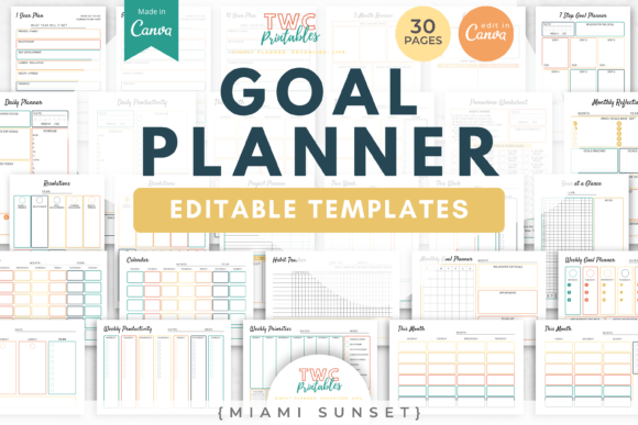 Goal Planner Canva Templates | MIAMI SUN: Your Blueprint for Achievement