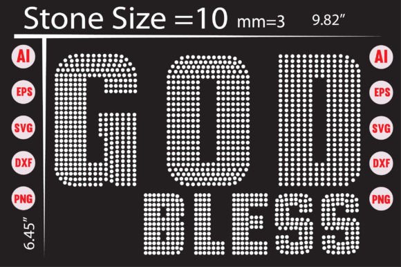 God Bless You Rhinestone Templates: Instant Download Design