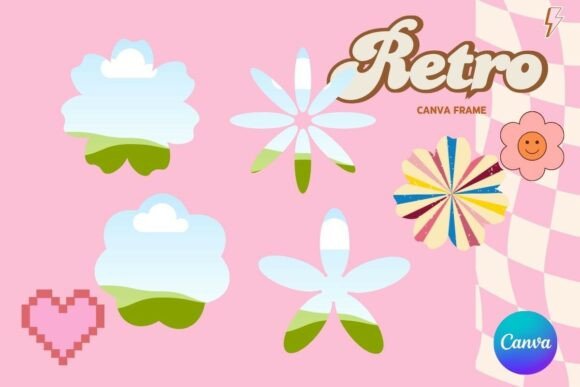 Retro Flower Canva Frame: A Vintage Design Tool