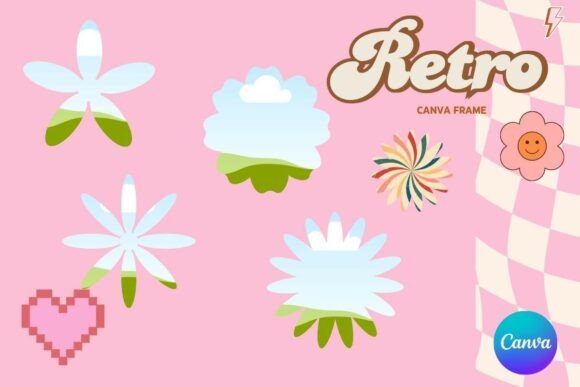 Retro Flower Canva Frame: Add Photos with Vintage Charm
