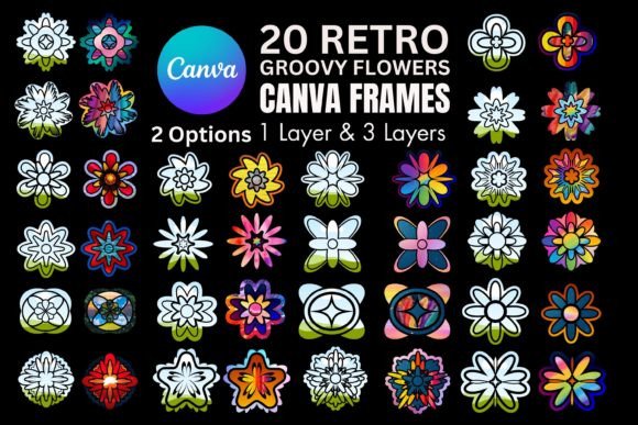 Retro Groovy Flowers Canva Frames: Unlock Creative Freedom