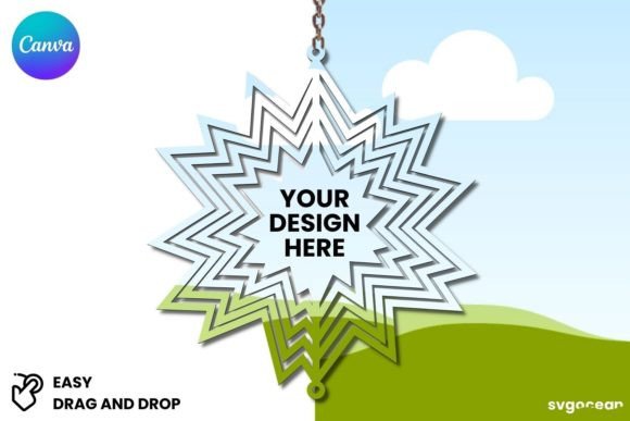Snowflake Wind Spinner Canva Mockup: Elevate Your Digital Product Photos