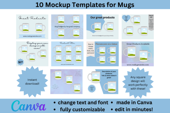 Stunning Blue Mug Mockups: Your Canva Design Shortcut