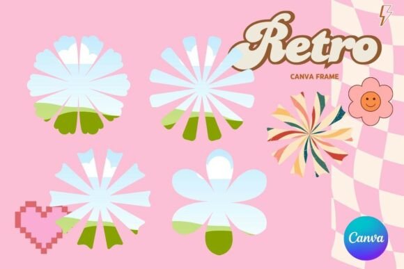 Unleash Nostalgic Charm with Retro Flower Canva Frame Add Photo_19
